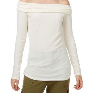 Rachel Roy Women's Soft Stretch-Knit Ruched Ivory Off The Shoulder Top Plus 1X